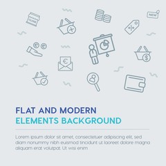 business, money, shopping outline vector icons and elements background concept on grey background...Multipurpose use on websites, presentations, brochures and more