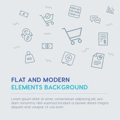 business, money, shopping outline vector icons and elements background concept on grey background...Multipurpose use on websites, presentations, brochures and more