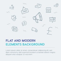 business, money, shopping outline vector icons and elements background concept on grey background...Multipurpose use on websites, presentations, brochures and more