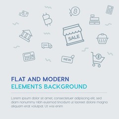 business, money, shopping outline vector icons and elements background concept on grey background...Multipurpose use on websites, presentations, brochures and more