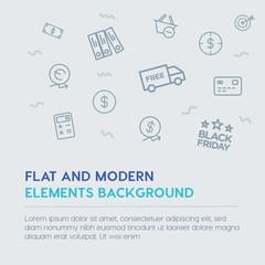 business, money, shopping outline vector icons and elements background concept on grey background...Multipurpose use on websites, presentations, brochures and more