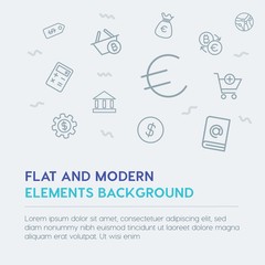 business, money, shopping outline vector icons and elements background concept on grey background...Multipurpose use on websites, presentations, brochures and more