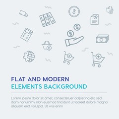 business, money, shopping outline vector icons and elements background concept on grey background...Multipurpose use on websites, presentations, brochures and more