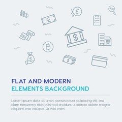 business, money, shopping outline vector icons and elements background concept on grey background...Multipurpose use on websites, presentations, brochures and more