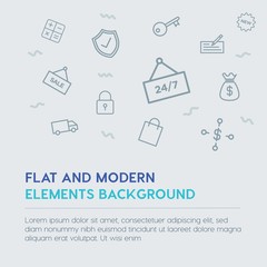 business, money, shopping outline vector icons and elements background concept on grey background...Multipurpose use on websites, presentations, brochures and more