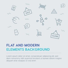business, money, shopping outline vector icons and elements background concept on grey background...Multipurpose use on websites, presentations, brochures and more