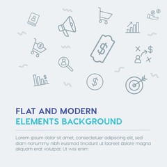 business, money, shopping outline vector icons and elements background concept on grey background...Multipurpose use on websites, presentations, brochures and more