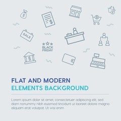 business, money, shopping outline vector icons and elements background concept on grey background...Multipurpose use on websites, presentations, brochures and more