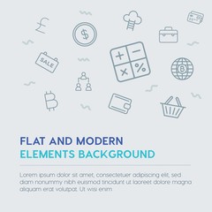 business, money, shopping outline vector icons and elements background concept on grey background...Multipurpose use on websites, presentations, brochures and more