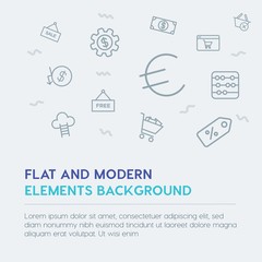 business, money, shopping outline vector icons and elements background concept on grey background...Multipurpose use on websites, presentations, brochures and more