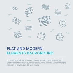 business, money, shopping outline vector icons and elements background concept on grey background...Multipurpose use on websites, presentations, brochures and more