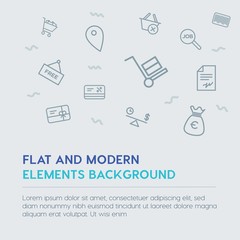 business, money, shopping outline vector icons and elements background concept on grey background...Multipurpose use on websites, presentations, brochures and more