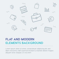 business, money, shopping outline vector icons and elements background concept on grey background...Multipurpose use on websites, presentations, brochures and more
