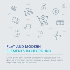business, money, shopping outline vector icons and elements background concept on grey background...Multipurpose use on websites, presentations, brochures and more