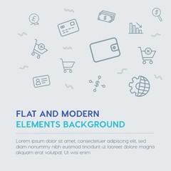 business, money, shopping outline vector icons and elements background concept on grey background...Multipurpose use on websites, presentations, brochures and more