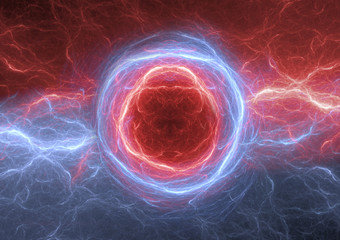 Fototapeta premium Fire and ice abstract fractal lightning, plasma electrical background