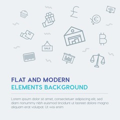 business, money, shopping outline vector icons and elements background concept on grey background...Multipurpose use on websites, presentations, brochures and more