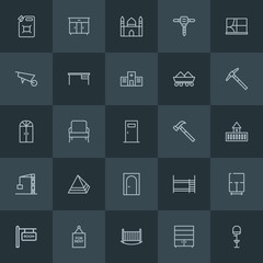 Modern Simple Set of industry, buildings, furniture Vector outline Icons. ..Contains such Icons as  interior,  estate,  home,  furniture and more on dark background. Fully Editable. Pixel Perfect.