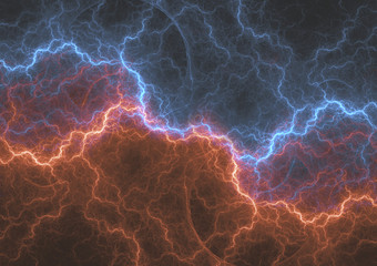 Fire and ice abstract fractal lightning, plasma electrical background