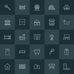 Modern Simple Set of industry, buildings, furniture Vector outline Icons. ..Contains such Icons as  plant,  crib,  design,  nuclear,  energy and more on dark background. Fully Editable. Pixel Perfect.