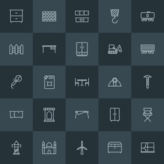 Modern Simple Set of industry, buildings, furniture Vector outline Icons. ..Contains such Icons as  ocean,  muslim, energy,  wardrobe,  can and more on dark background. Fully Editable. Pixel Perfect.