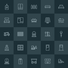 Modern Simple Set of industry, buildings, furniture Vector outline Icons. ..Contains such Icons as  building,  design,  isolated,  wardrobe and more on dark background. Fully Editable. Pixel Perfect.