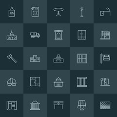 Modern Simple Set of industry, buildings, furniture Vector outline Icons. ..Contains such Icons as  health,  court,  environment,  interior and more on dark background. Fully Editable. Pixel Perfect.