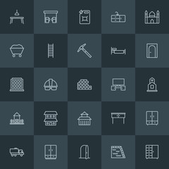Modern Simple Set of industry, buildings, furniture Vector outline Icons. ..Contains such Icons as  diesel, closet, islam,  business, pump and more on dark background. Fully Editable. Pixel Perfect.