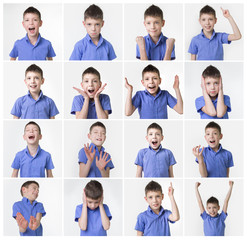funny teenager, expressions set over white background