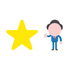 Vector illustration businessman with star and giving thumbs up
