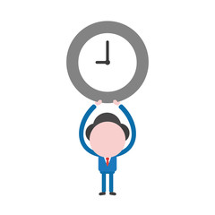 Vector illustration businessman holding up clock time