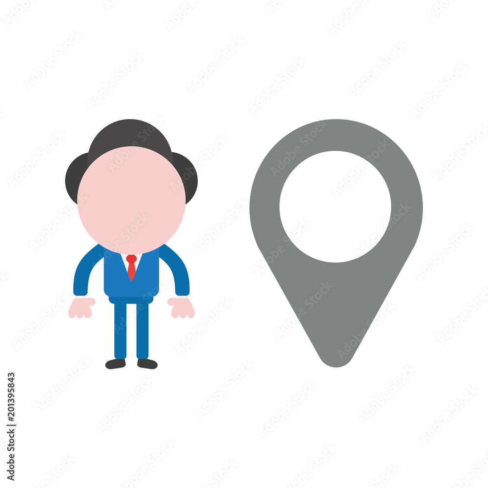 Poster vector illustration businessman with map pointer