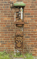 Workings of old rusty petrol pump