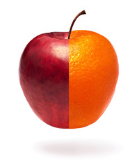 Half an apple and half an orange