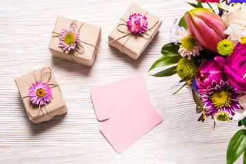 Top view floristic workspace