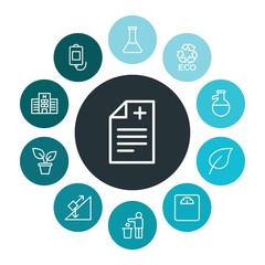 health, science, nature Infographic Colorful outline Icons Set. Contains such Icons as  leaf, ecology, waste,  isolated,  floral,  eco,  donation,  exterior and more. ..Fully Editable. Pixel Perfect