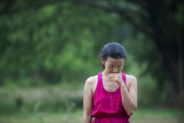 Fototapeta premium Sad asia woman