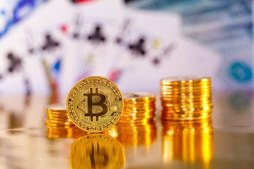 BItcoin infront of USA flag