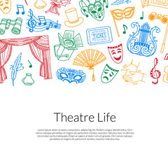 Vector doodle theatre background illustration