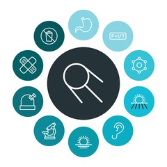 health, science, nature Infographic Colorful outline Icons Set. Contains such Icons as  do,  cosmos,  waste,  school,  scientific,  organic,  medical,  human and more. ..Fully Editable. Pixel Perfect