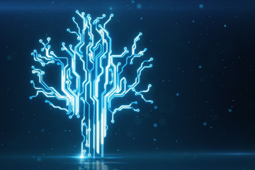 3d illustration circuit board electronic hi-tech. Beautiful chip background. Abstract circuit. Different colors in my profile.