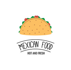 Mexican food delicious taco sketch