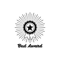 Medal symbol badge. Ribbon award.  illustration isolated on white