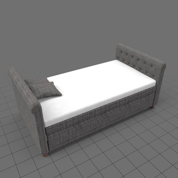 Double bed with upholstered frame