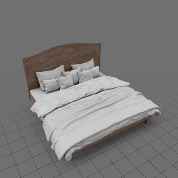 Double bed with wood headboard