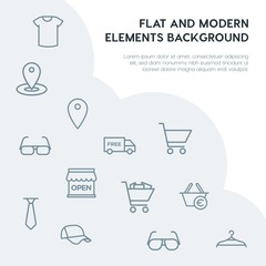 clothes, shopping outline vector icons and elements background concept on grey background...Multipurpose use on websites, presentations, brochures and more