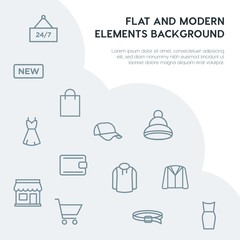 clothes, shopping outline vector icons and elements background concept on grey background...Multipurpose use on websites, presentations, brochures and more