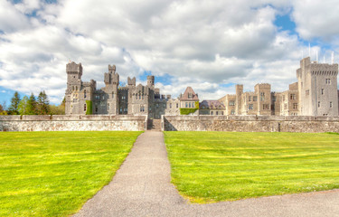 Fototapeta na wymiar Medieval Ashford castle and gardens - Co. Mayo - Ireland