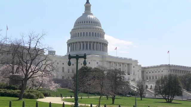 Washington DC Capital Building In Spring Mid Shot