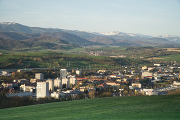 Fototapeta na wymiar View of Banska Bystrica from Urpin mountain. Slovakia. April 2018